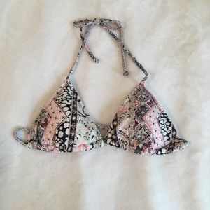 Pink and black bikini top